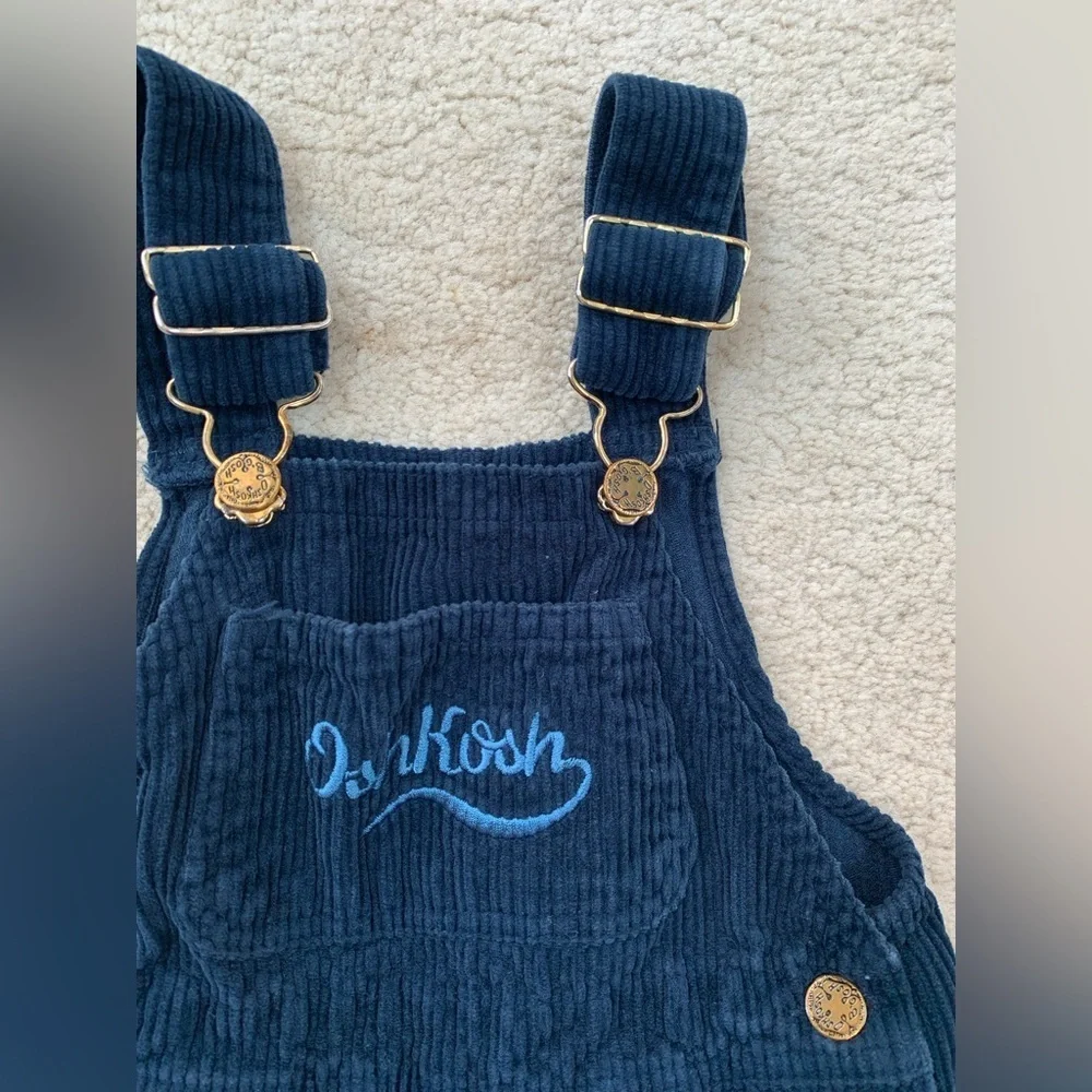 Vintage OshKosh Size 24 Months Blue Corduroy Bib Overalls